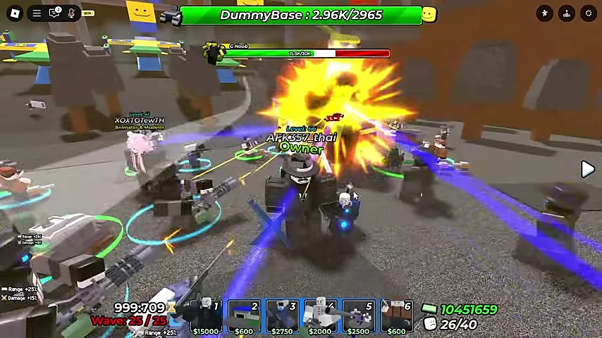 A crowded battlefield mid-update-fight, explosion in the center