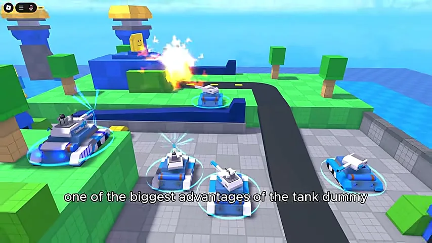 A Tank Dummy on a green map firing down a lane, subtitle: one of the biggest advantages of the tank dummy